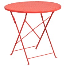 Flash Furniture CO-4-RED-GG 30&quot; Round Coral Indoor/Outdoor Steel Folding Patio Table
