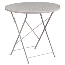 Flash Furniture CO-4-SIL-GG 30&quot; Round Light Gray Indoor/Outdoor Steel Folding Patio Table
