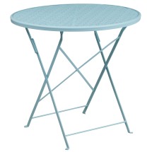 Flash Furniture CO-4-SKY-GG 30&quot; Round Sky Blue Indoor/Outdoor Steel Folding Patio Table