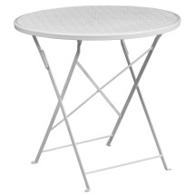 Flash Furniture CO-4-WH-GG 30&quot; Round White Indoor/Outdoor Steel Folding Patio Table