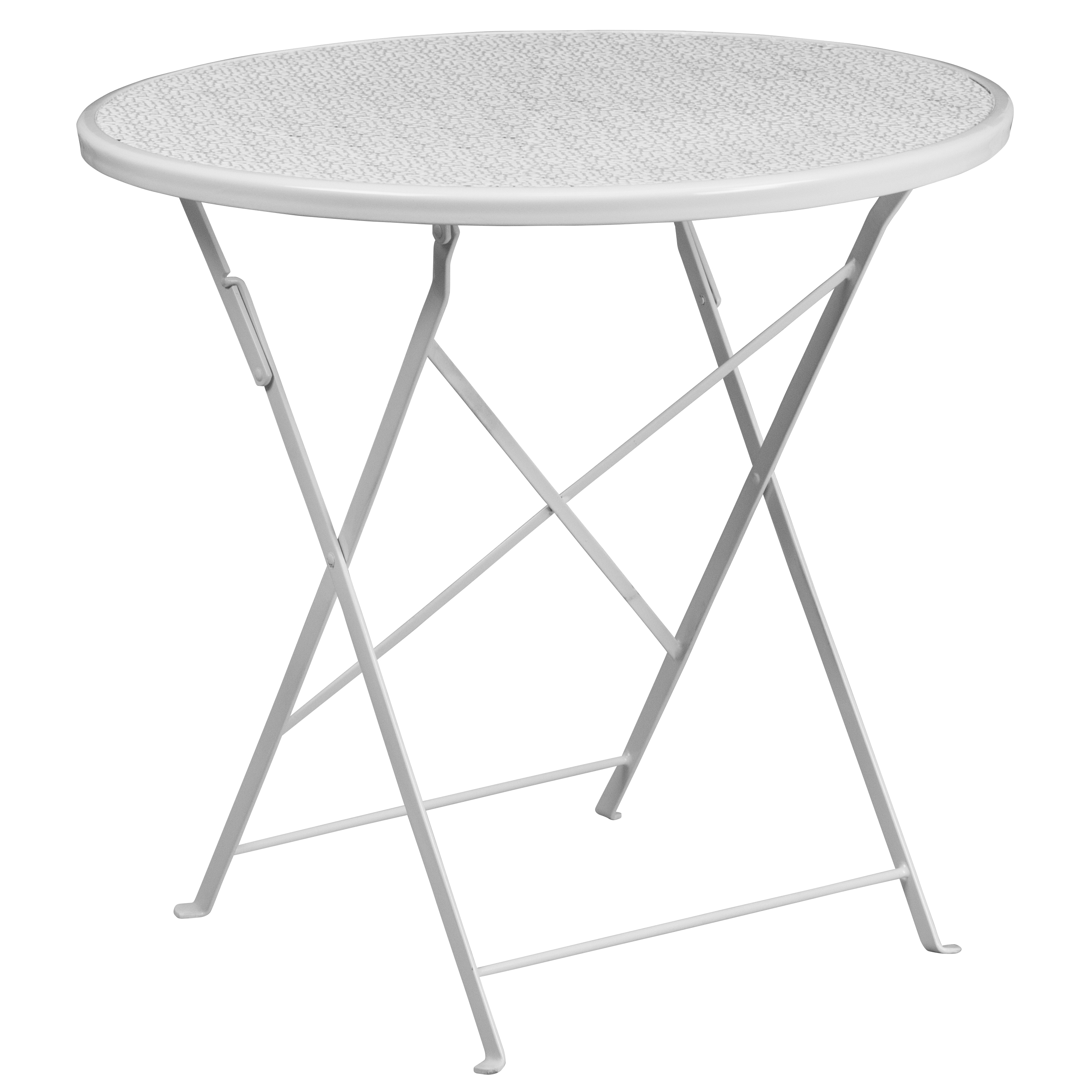 Flash Furniture CO-4-WH-GG 30" Round White Indoor/Outdoor Steel Folding Patio Table
