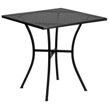 Flash Furniture CO-5-BK-GG 28" Square Black Indoor/Outdoor Steel Patio Table