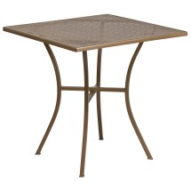 Flash Furniture CO-5-GD-GG 28" Square Gold Indoor/Outdoor Steel Patio Table
