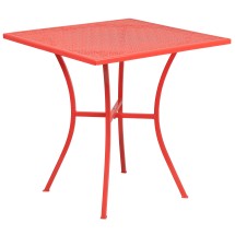 Flash Furniture CO-5-RED-GG 28&quot; Square Coral Indoor/Outdoor Steel Patio Table