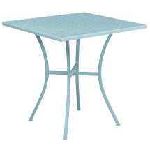 Flash Furniture CO-5-SKY-GG 28" Square Sky Blue Indoor/Outdoor Steel Patio Table