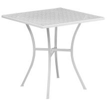 Flash Furniture CO-5-WH-GG Square Patio Table |?Outdoor Steel Square Patio Table