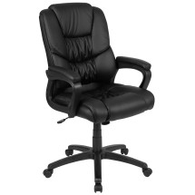 Flash Furniture CX-1179H-BK-GG Big & Tall 400 lb. Black LeatherSoft Swivel Office Chair with Padded Arms