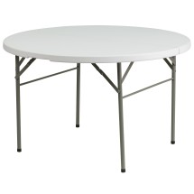 Flash Furniture DAD-122RZ-GG 4' Round Bi-Fold Granite White Plastic Banquet Folding Table with Carry Handle