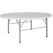 Flash Furniture DAD-183RZ-GG 6' Round Bi-Fold Granite White Plastic Banquet Folding Table with Carry Handle
