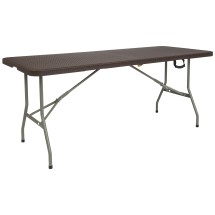 Flash Furniture DAD-FT-180Z-GG 6' Bi-Fold Brown Rattan Plastic Folding Table