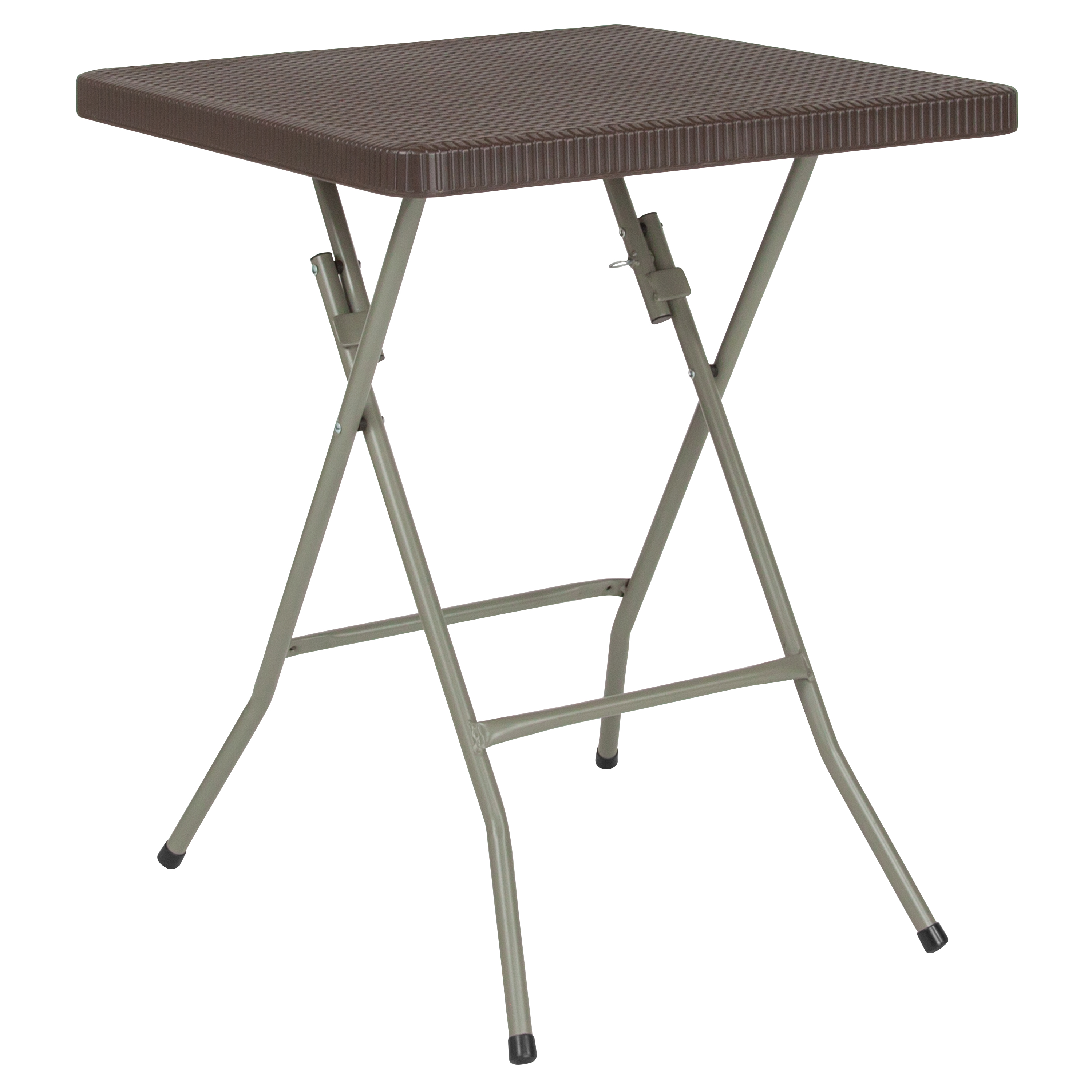 Flash Furniture DAD-FT60-GG 1.95' Square Brown Rattan Plastic Folding Table