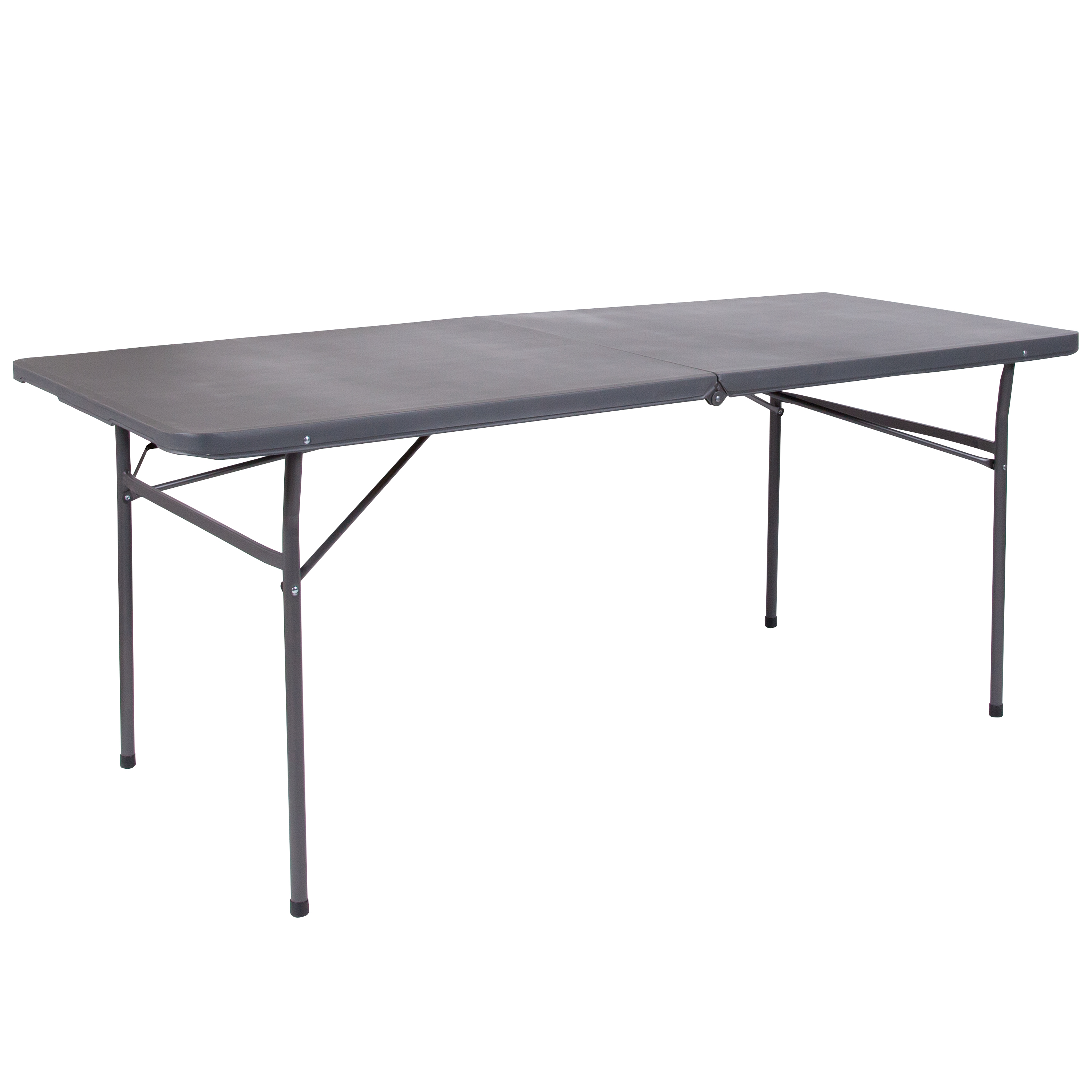 Flash Furniture DAD-LF-183Z-DG-GG 6' Bi-Fold Dark Gray Plastic Folding Table with Carry Handle