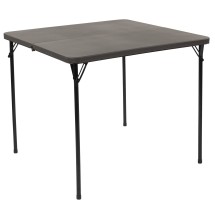 Flash Furniture DAD-LF-86-DG-GG 2.83' Square Bi-Fold Dark Gray Plastic Folding Table with Carry Handle