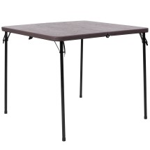 Flash Furniture DAD-LF-86-GG 2.83' Square Bi-Fold Brown Wood Grain Plastic Folding Table with Carry Handle