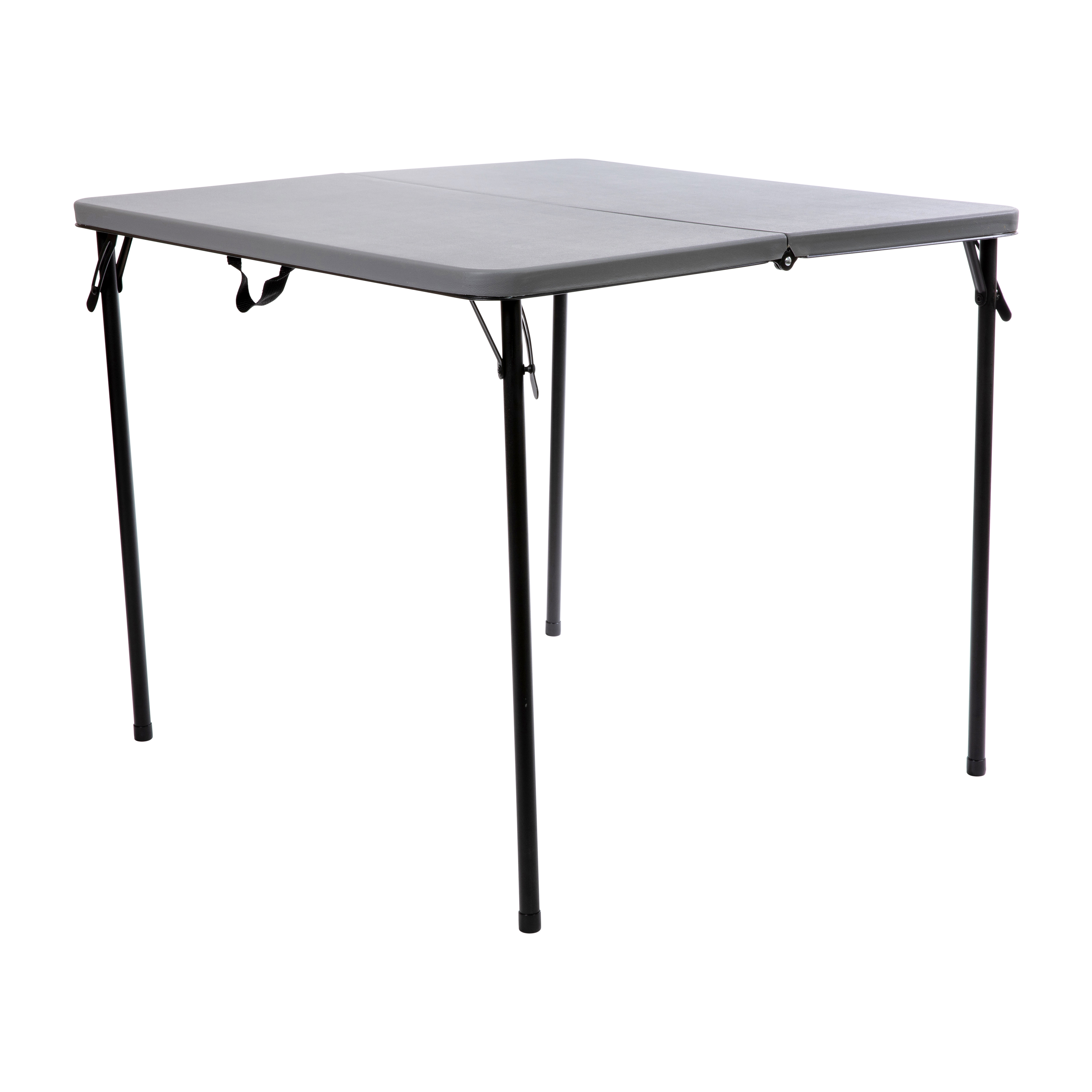 Flash Furniture DAD-LF-86-GY-GG 2.83' Square Bi-Fold Gray Plastic Folding Table with Carry Handle