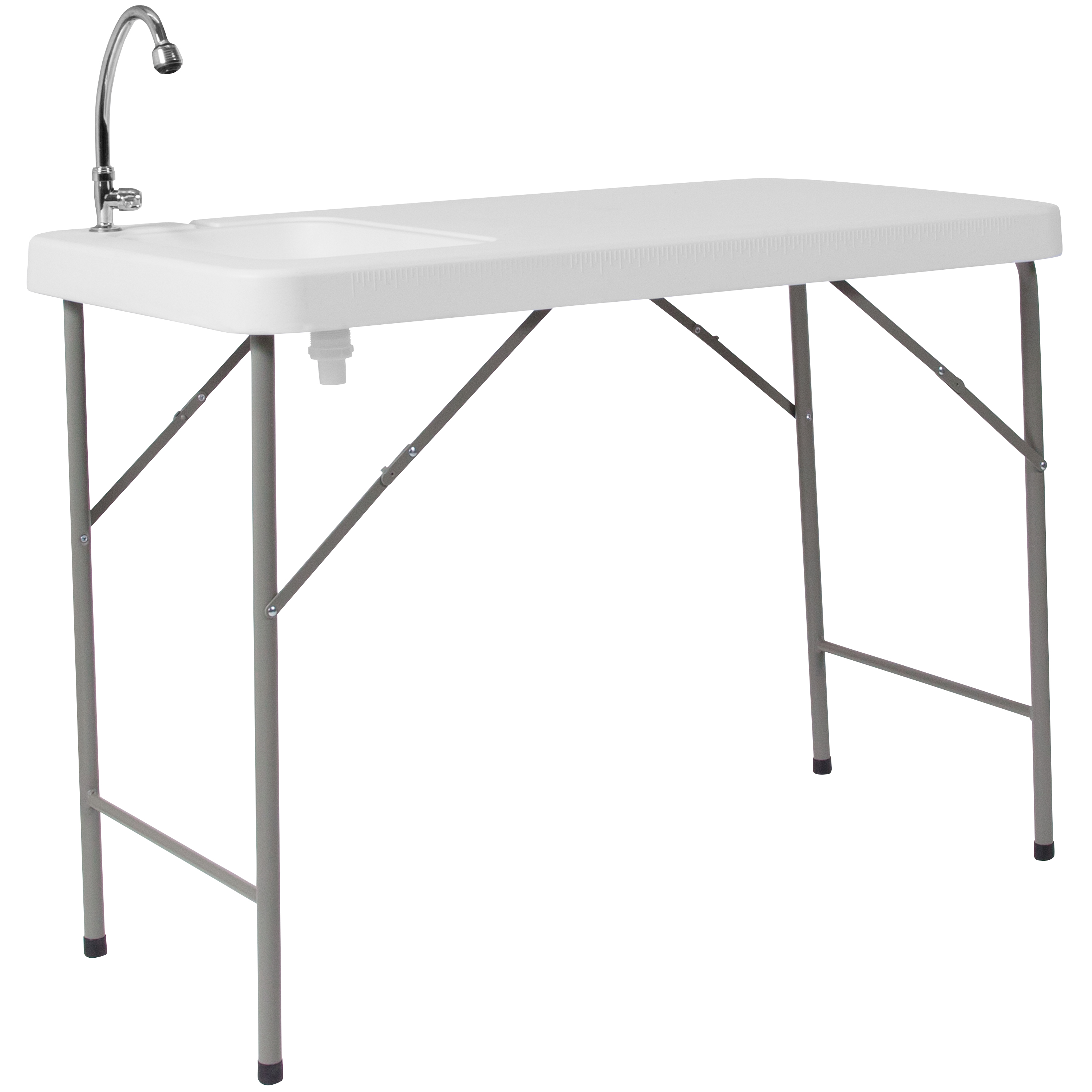 Flash Furniture DAD-PYZ-116-GG 4' Portable Fish Cleaning Table/Outdoor Camping Table and Sink