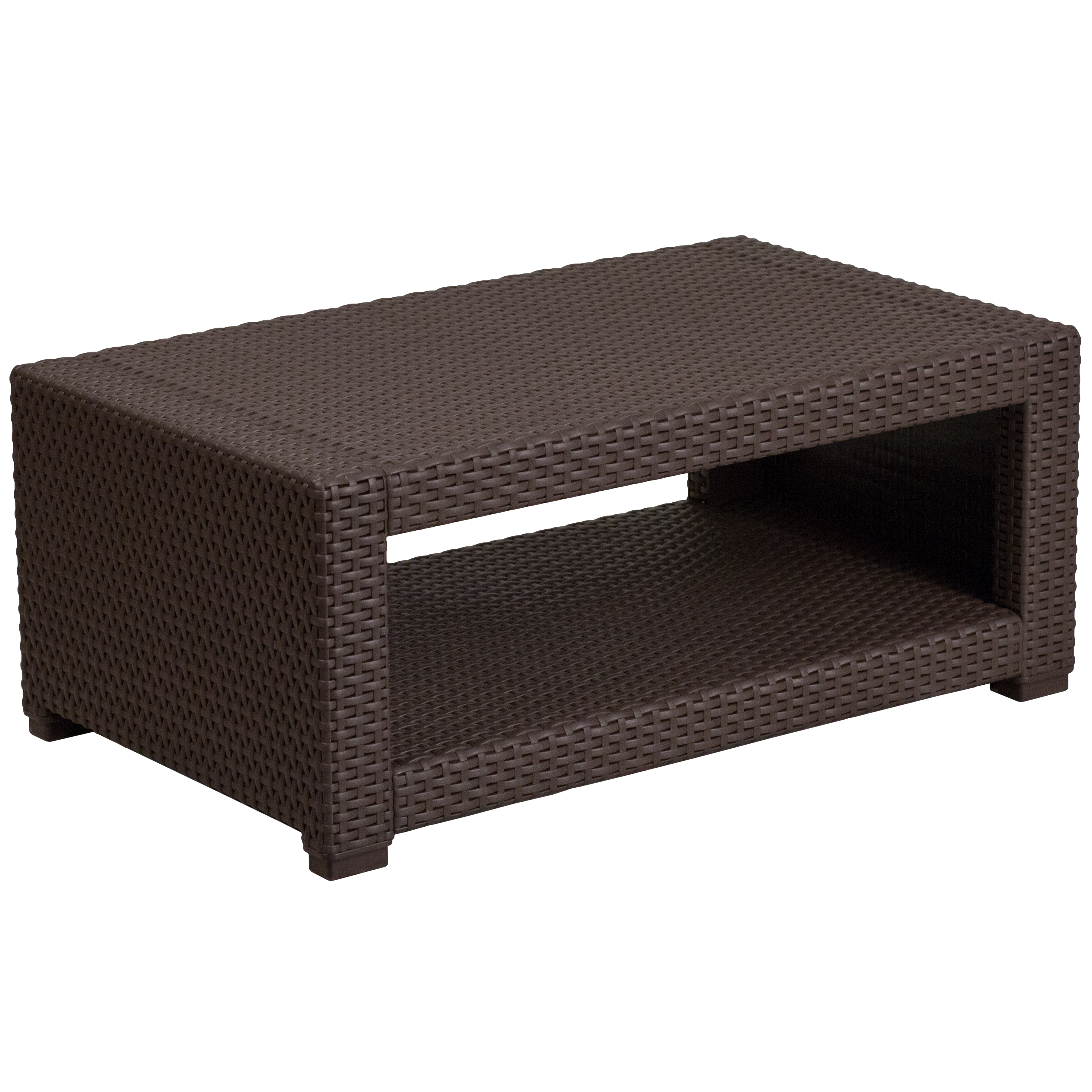 Flash Furniture DAD-SF1-R-GG Seneca Chocolate Brown Faux Rattan Coffee Table