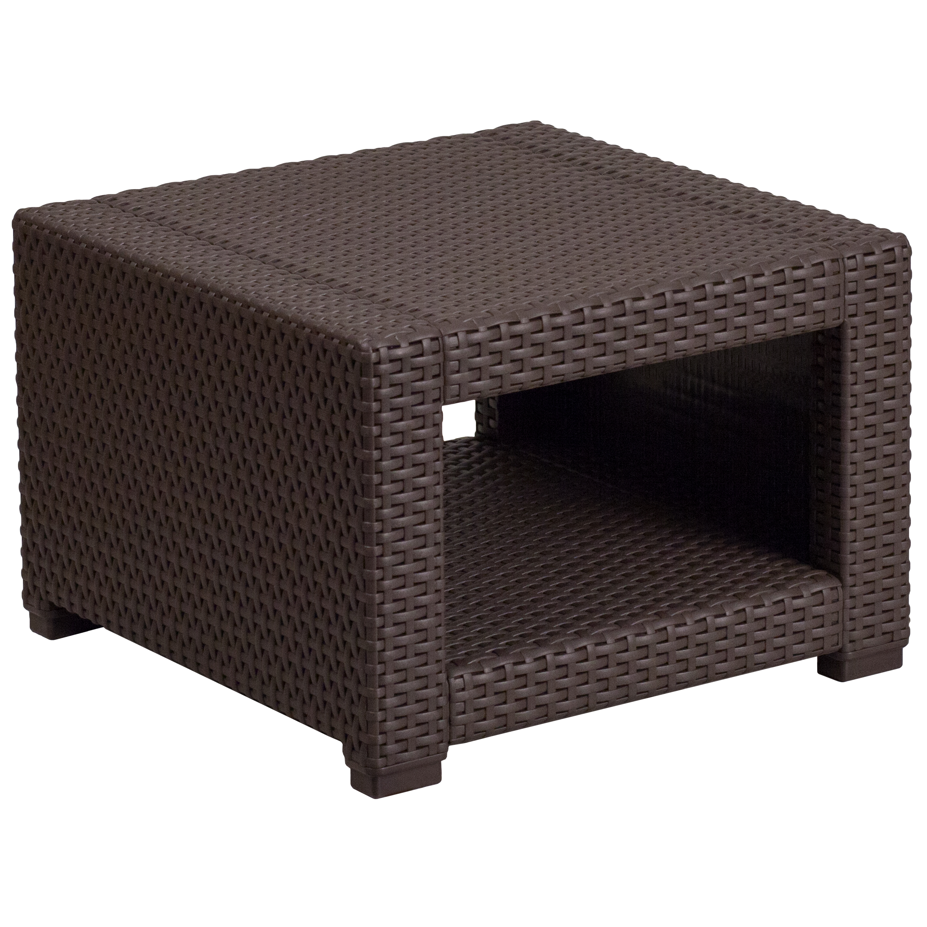 Flash Furniture DAD-SF1-S-GG Seneca Chocolate Brown Faux Rattan End Table