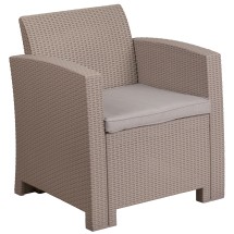 Flash Furniture DAD-SF2-1-GG Seneca Light Gray Faux Rattan Chair with All-Weather Seneca Light Gray Cushion