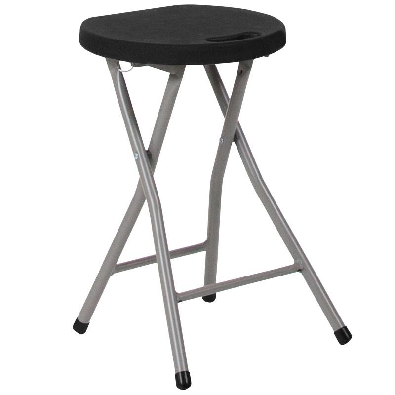 Flash Furniture DAD-YCD-30-GG Micah Foldable Black Plastic Stool with Titanium Gray Frame