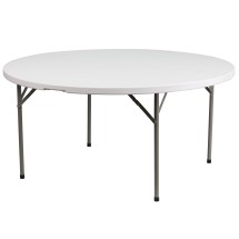 Flash Furniture DAD-YCZ-1-GW-GG 5' Round Granite White Plastic Folding Table