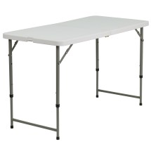 Flash Furniture DAD-YCZ-122Z-2-GG 4' Height Adjustable Bi-Fold Granite White Plastic Folding Table