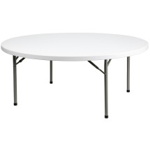 Flash Furniture DAD-YCZ-180R-GW-GG 6' Round Granite White Plastic Folding Table