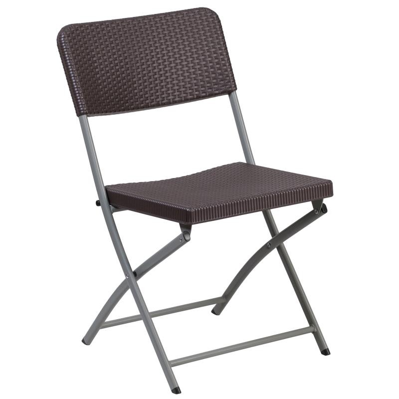 Flash Furniture DAD-YCZ-61-GG Brown Rattan Plastic Folding Chair