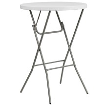 Flash Furniture DAD-YCZ-80R-2-BAR-GW-GG 2.6' Round Granite White Plastic Bar Height Folding Table