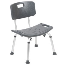 Flash Furniture DC-HY3500L-GRY-GG Hercules 300 Lb. Capacity Gray Bath & Shower Chair with Back