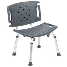 Flash Furniture DC-HY3501L-GRY-GG Hercules 300 Lb. Capacity Gray Bath & Shower Chair with Extra Large Back