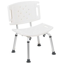 Flash Furniture DC-HY3501L-WH-GG Hercules 300 Lb. Capacity White Bath & Shower Chair with Extra Large Back