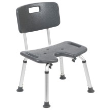 Flash Furniture DC-HY3502L-GRY-GG Hercules 300 Lb. Capacity Gray Bath & Shower Chair with U-Shaped Cutout