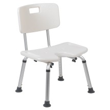 Flash Furniture DC-HY3502L-WH-GG Hercules 300 Lb. Capacity White Bath & Shower Chair with U-Shaped Cutout