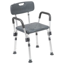Flash Furniture DC-HY3523L-GRY-GG Hercules 300 Lb. Capacity Gray Bath & Shower Chair with Quick Release Back & Arms