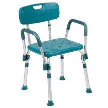 Flash Furniture DC-HY3523L-TL-GG Hercules 300 Lb. Capacity Teal Bath & Shower Chair with Quick Release Back & Arms