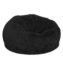 Flash Furniture DG-BEAN-LARGE-FUR-BK-GG Oversized Black Furry Refillable Bean Bag Chair for All Ages