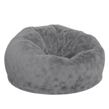Flash Furniture DG-BEAN-LARGE-FUR-GY-GG Oversized Gray Furry Refillable Bean Bag Chair for All Ages