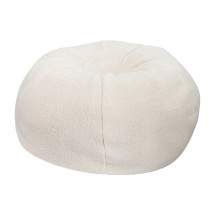 Flash Furniture DG-BEAN-LARGE-SHERPA-NAT-GG Large Natural Faux Sherpa Refillable Bean Bag Chair for Kids and Teens