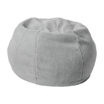 Flash Furniture DG-BEAN-SMALL-SHERPA-GY-GG Small Gray Faux Sherpa Refillable Bean Bag Chair for Kids and Teens