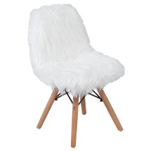 Flash Furniture DL-DA2018-1-W-GG Cody Shaggy Faux Fur White Accent Kids Chair for Ages 5-7