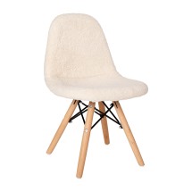Flash Furniture DL-DA2018-2-W-GG Kid's Modern Padded Armless Off-White Faux Shearling Accent Chair with Beechwood Legs