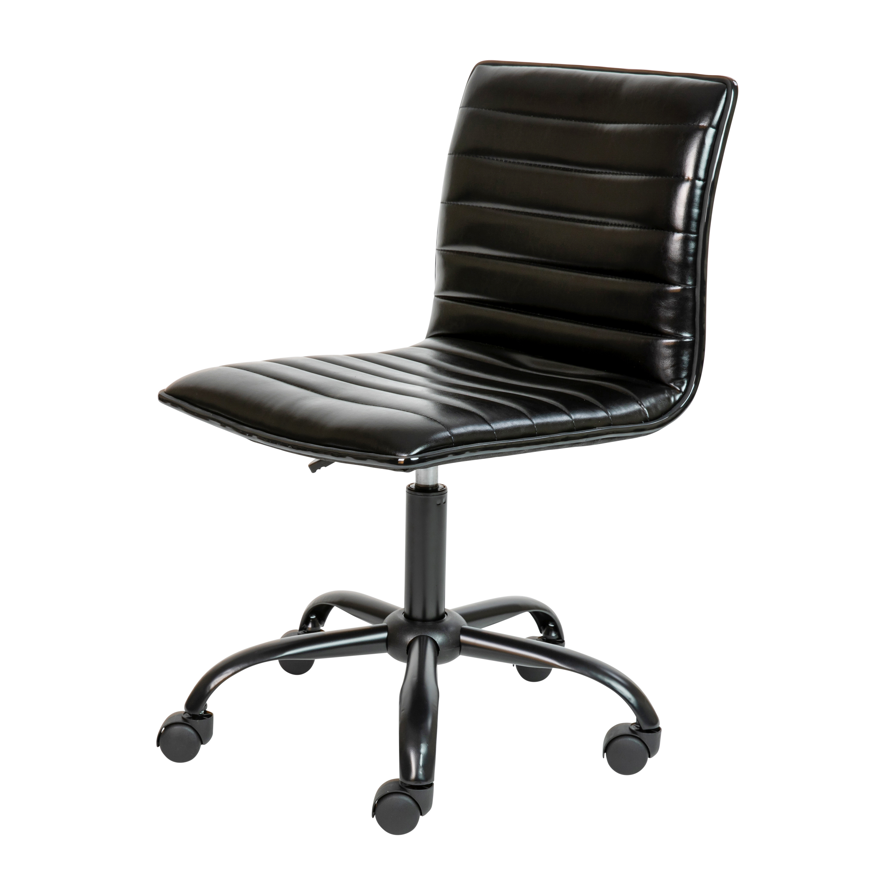 Flash Furniture DS-512B-BK-BK-GG Low Back Designer Armless Black Ribbed Swivel Task Office Chair with Black Frame and Base