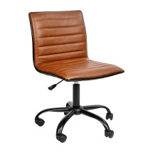 Flash Furniture DS-512B-BR-BK-GG Low Back Designer Armless Brown Ribbed Swivel Task Office Chair with Black Frame and Base