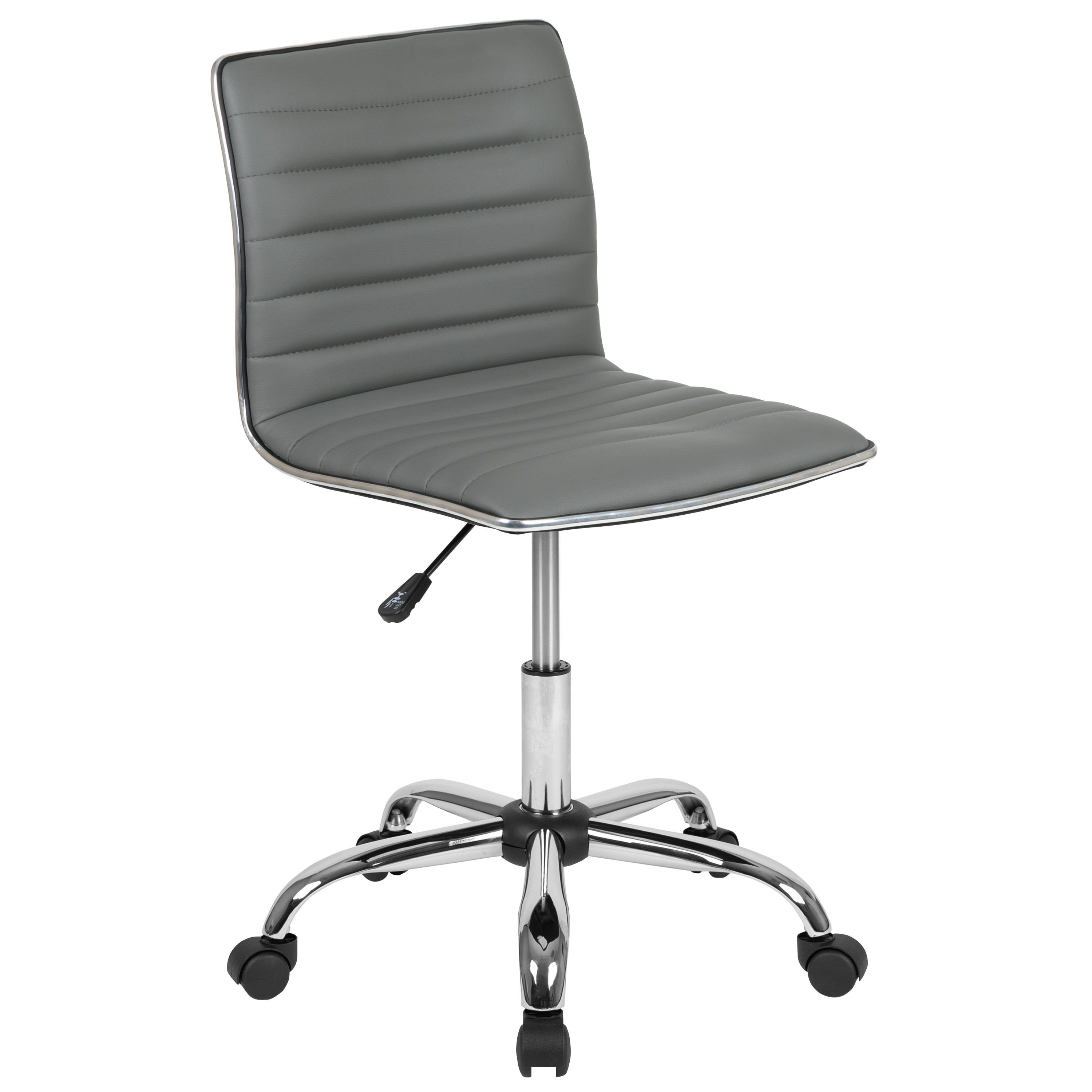 Flash Furniture DS-512B-LTGY-GG Low Back Designer Armless Light Gray Ribbed Swivel Task Office Chair
