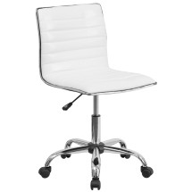 Flash Furniture DS-512B-WH-GG Low Back Designer Armless White Ribbed Swivel Task Office Chair