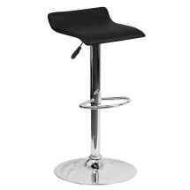 Flash Furniture DS-801-CONT-BK-GG Contemporary Black Vinyl Adjustable Height Barstool with Solid Wave Seat and Chrome Base