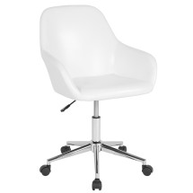 Flash Furniture DS-8012LB-WH-GG Cor Home and Office Mid-Back Chair in White LeatherSoft