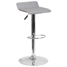 Flash Furniture DS-801B-GY-GG Contemporary Gray Vinyl Adjustable Height Barstool with Quilted Wave Seat and Chrome Base