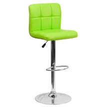 Flash Furniture DS-810-MOD-GRN-GG Contemporary Green Quilted Vinyl Adjustable Height Barstool with Chrome Base